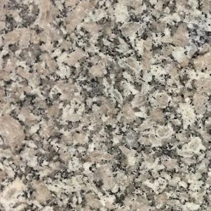 Close view of polished Pink Pearl memorial granite