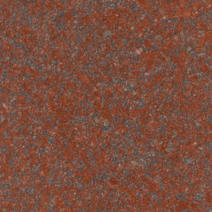 Close view of polished New Imperial Red memorial granite